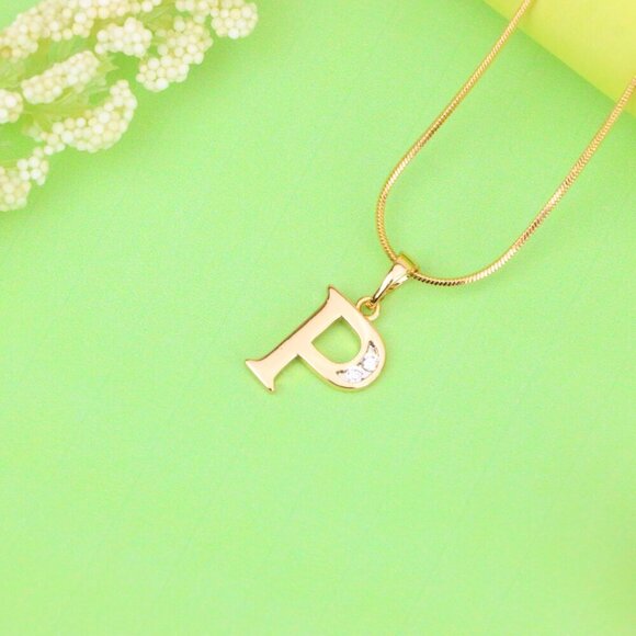 "Rose Gold Letter P Pendant with Crystals – 18K Gold Plated Charm, XPPT1365 - Picture 11 of 13